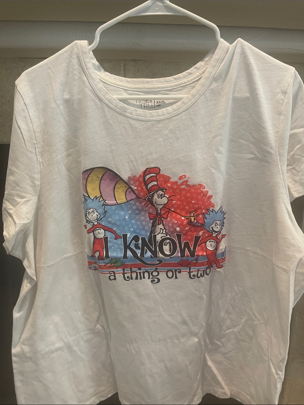 Time and Tru White Dr. Seuss Colorful Graphic Tee